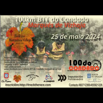 Cartel del evento 100 kms BTT do condado Marqués de Vizhoja 2024
