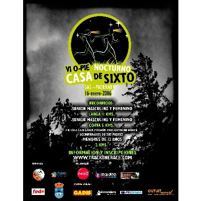 Poster for event VI O-Pie Nocturna Casa Sixto