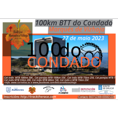 Cartel del evento 100 kms BTT do condado Marqués de Vizhoja