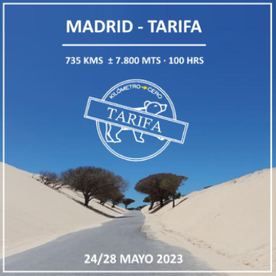Cartel del evento Kilómetro Cero Madrid Tarifa 2023
