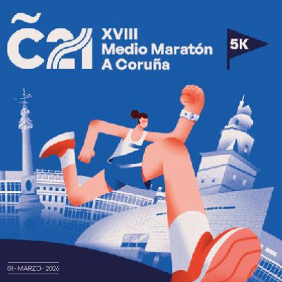 Cartel del evento XVIII Medio Maratón Coruña21 - 2026