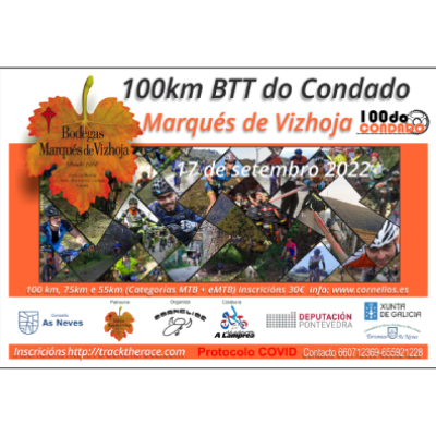 Cartel del evento 100 kms BTT do condado Marqués de Vizhoja 2022
